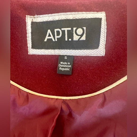 APT 9 Women’s Wool Burgundy Button Up Flared Trench Coat - Small - Picture 6 of 9